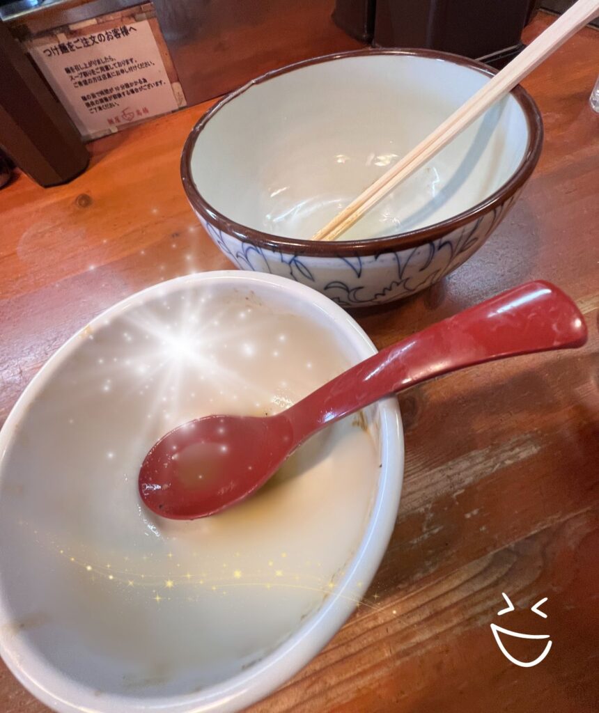 完食した高橋のつけ麵