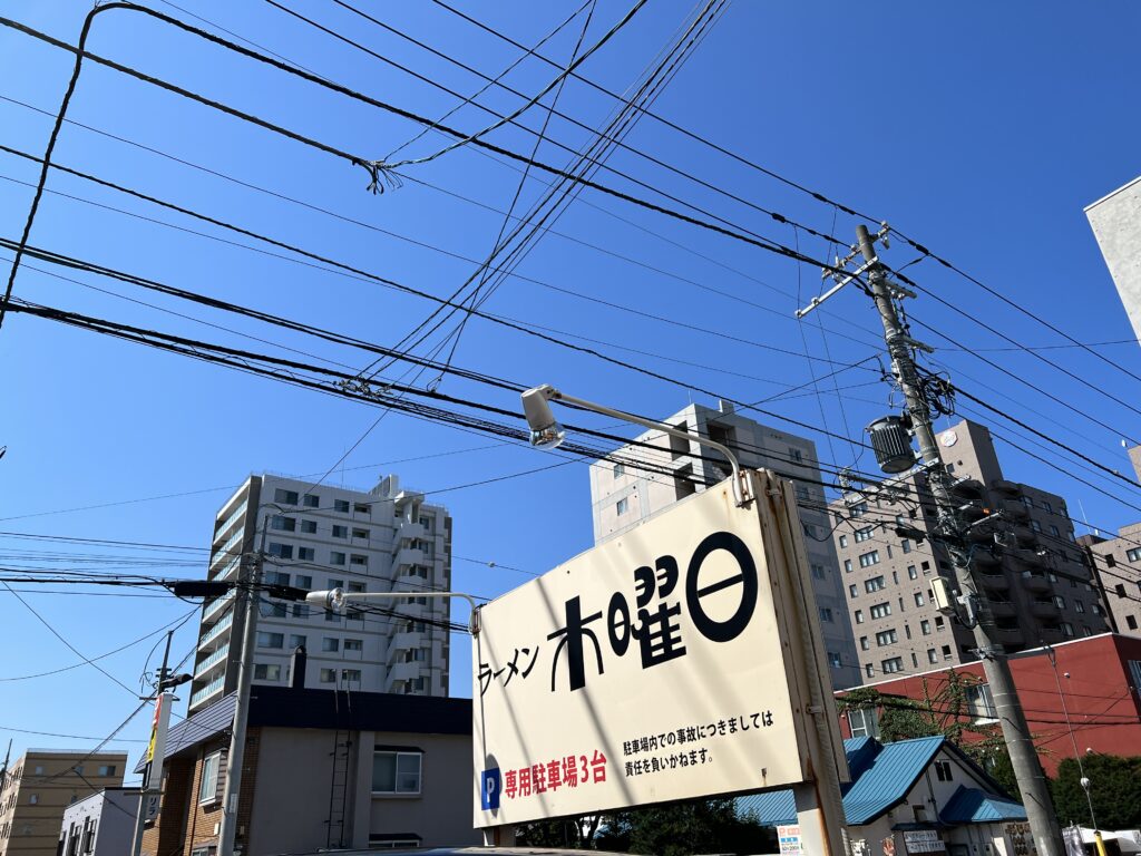 木曜日の看板、駐車場情報